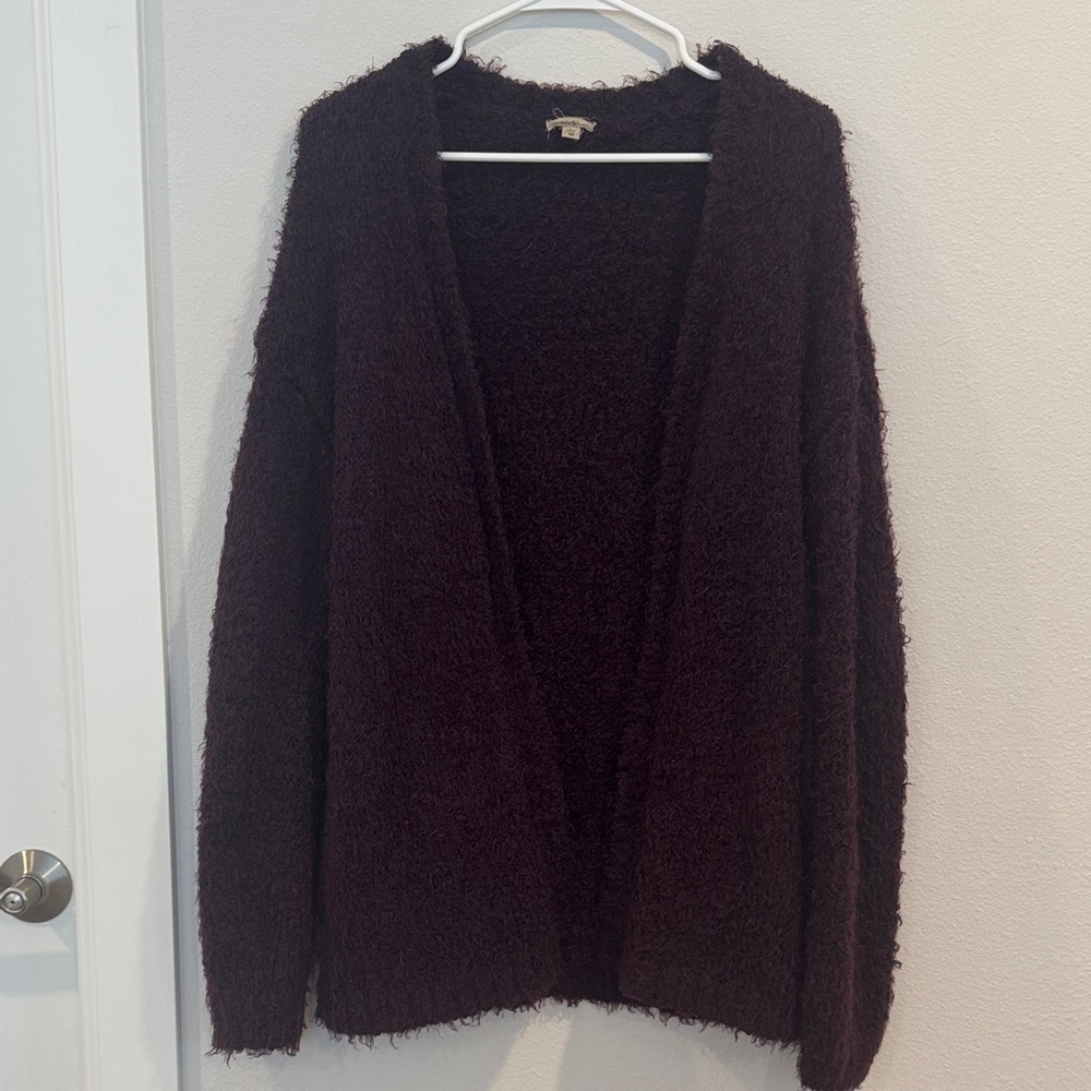 Cozy Burgundy Open-Front Sweater